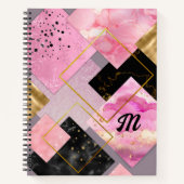 Elegante mädchenhafte Imitate Glitzer rosa schwarz Notizblock (Vorderseite)