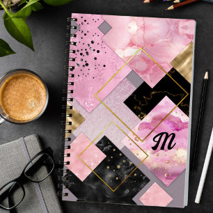 Elegante mädchenhafte Imitate Glitzer rosa schwarz Notizblock