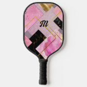 Elegante mädchenhafte Imitate Glitzer rosa schwarz Pickleball Schläger (Rückseite)