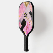Elegante mädchenhafte Imitate Glitzer rosa schwarz Pickleball Schläger (Links)