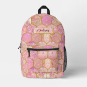 Elegante mädchenhafte Imitate Glitzer Rose geometr Bedruckter Rucksack (Vorderseite)