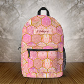 Elegante mädchenhafte Imitate Glitzer Rose geometr Bedruckter Rucksack