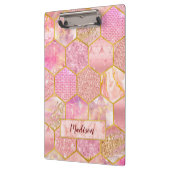 Elegante mädchenhafte Imitate Glitzer Rose geometr Klemmbrett (Links)