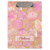 Elegante mädchenhafte Imitate Glitzer Rose geometr Klemmbrett (Vorderseite)