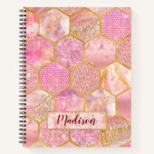 Elegante mädchenhafte Imitate Glitzer Rose geometr Notizblock (Vorderseite)