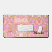 Elegante mädchenhafte Imitate Glitzer Rose geometr Schreibtischunterlage (Tastatur & Maus)