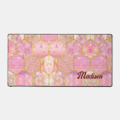 Elegante mädchenhafte Imitate Glitzer Rose geometr Schreibtischunterlage (Vorderseite)