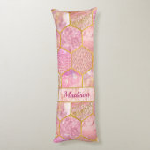 Elegante mädchenhafte Imitate Glitzer Rose geometr Seitenschläferkissen (Rückseite (Vertikal))