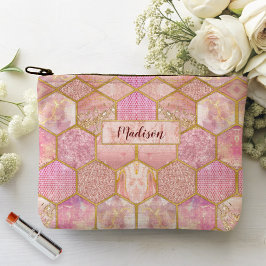 Elegante mädchenhafte Imitate Glitzer Rose geometr Zubehörtasche