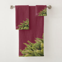 Elegante magenta Christmas Pine Badhandtuch Set