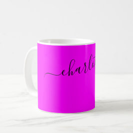 Elegante Magenta-Farbige Moderne Namen Personalisi Kaffeetasse