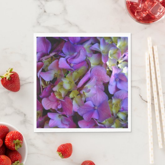 Elegante Magenta Lila-blaue Hydrangeas-Blume Serviette (Beispiel)