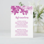 Elegante Magenta Orchids Hochzeit Informationskart Begleitkarte (Stehend Vorderseite)