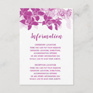 Elegante Magenta Orchids Hochzeit Informationskart Begleitkarte