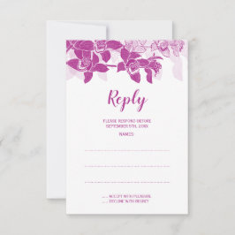 Elegante Magenta Orchids Hochzeitstorte RSVP Karte