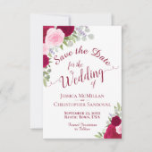 Elegante Magenta Pink Rose Boho Wedding Save The Date (Vorderseite)