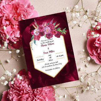 elegante magenta rosa Blumenzettel Einladung