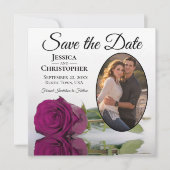 Elegante Magenta Rose auf der Hochzeit des Weißen  Save The Date (Vorderseite)