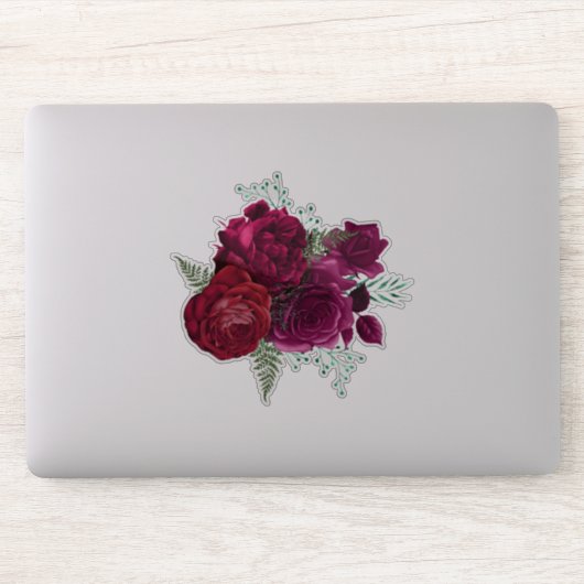Elegante Magenta Rose Floral Bouquet Aufkleber (Computer)