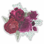 Elegante Magenta Rose Floral Bouquet Aufkleber (Vorderseite)
