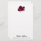 Elegante Magenta Rose Floral Bouquet Briefpapier (Vorne/Hinten)