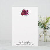 Elegante Magenta Rose Floral Bouquet Briefpapier (Stehend Vorderseite)