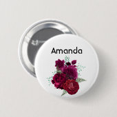 Elegante Magenta Rose Floral Bouquet Button (Vorne & Hinten)