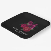 Elegante Magenta Rose Floral Bouquet Geburtstag Pappteller (Gewinkelt)