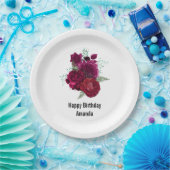 Elegante Magenta Rose Floral Bouquet Geburtstag Pappteller (Party)