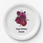 Elegante Magenta Rose Floral Bouquet Geburtstag Pappteller (Vorderseite)