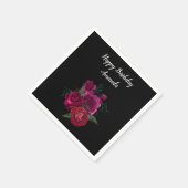 Elegante Magenta Rose Floral Bouquet Geburtstag Serviette (Ecke)