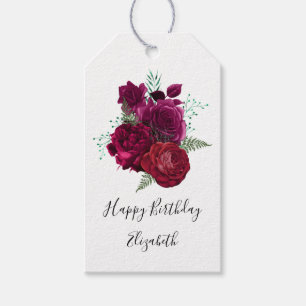 Elegante Magenta Rose Floral Bouquet Geschenkanhänger