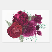 Elegante Magenta Rose Floral Bouquet Geschenkpapier Set (Vorderseite)