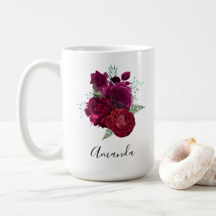 Elegante Magenta Rose Floral Bouquet Kaffeetasse