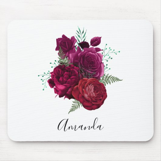 Elegante Magenta Rose Floral Bouquet Mousepad (Vorne)