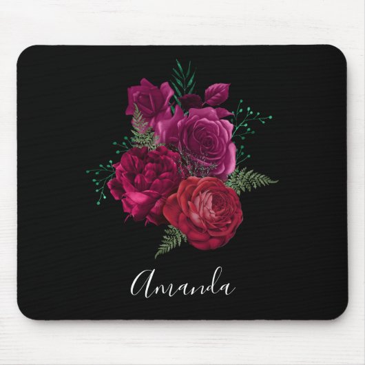 Elegante Magenta Rose Floral Bouquet Mousepad (Vorne)
