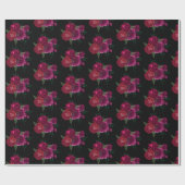 Elegante Magenta Rose Floral Bouquet Muster Geschenkpapier (Flach)