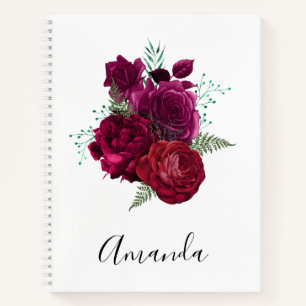 Elegante Magenta Rose Floral Bouquet Notizblock
