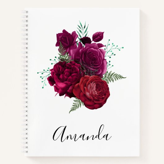 Elegante Magenta Rose Floral Bouquet Notizblock (Vorderseite)
