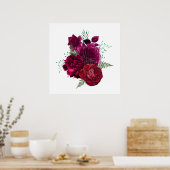 Elegante Magenta Rose Floral Bouquet Poster (Küche)