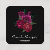 Elegante Magenta Rose Floral Bouquet Quadratische Visitenkarte (Vorderseite)