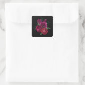 Elegante Magenta Rose Floral Bouquet Quadratischer Aufkleber (Tasche)