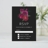 Elegante Magenta Rose Floral Bouquet RSVP Karte (Stehend Vorderseite)