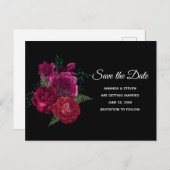 Elegante Magenta Rose Floral Bouquet Save the Date Einladungspostkarte (Vorne/Hinten)