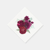 Elegante Magenta Rose Floral Bouquet Serviette (Ecke)