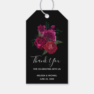 Elegante Magenta Rose Floral Bouquet Wedding Geschenkanhänger