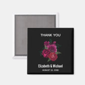 Elegante Magenta Rose Floral Bouquet Wedding Magnet (Vorderseite/Rückseite)