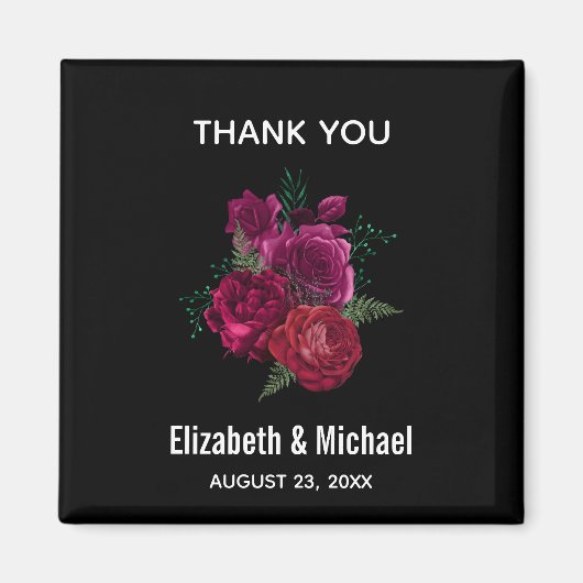 Elegante Magenta Rose Floral Bouquet Wedding Magnet (Vorne)