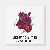 Elegante Magenta Rose Floral Bouquet Wedding Magnet (Vorne)