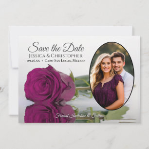 Elegante Magenta Rose Oval Foto Hochzeit Save The Date